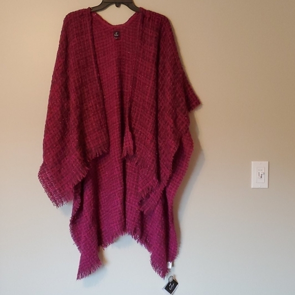 NWT Echo Poncho Metallic Tweed sweater knit winter cardigan - Picture 4 of 7